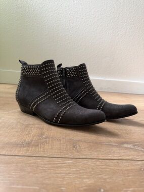 Anine Bing Black Studded Suede Ankle Booties